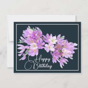 Rosa/Lila Krokus Grauer Hintergrund Alles Gute zum Postkarte
