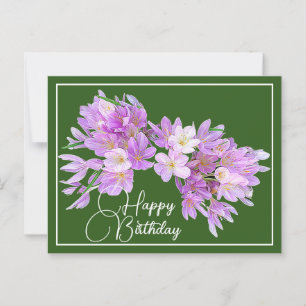 Rosa/Lila Krokus Grüner Hintergrund Alles Gute zum Postkarte