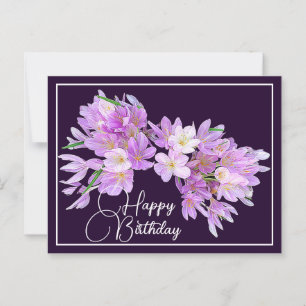 Rosa/Lila Krokus Lila Hintergrund Alles Gute zum G Postkarte