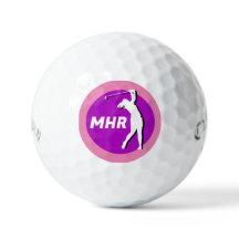 Rosa/Lila Lady Golfer Monogram Golf Ball