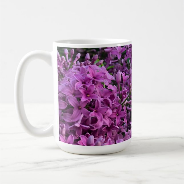 Rosa lila Lila Romantisches pinkfarbenes Foto Kaffeetasse (Links)