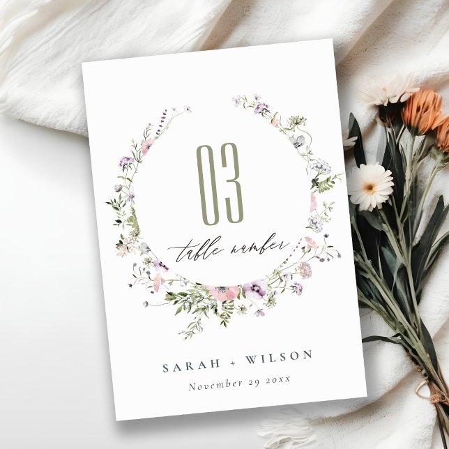 Rosa Lila Lilac Wildblume Circle Frame Wedding Tischnummer (Von Creator hochgeladen)
