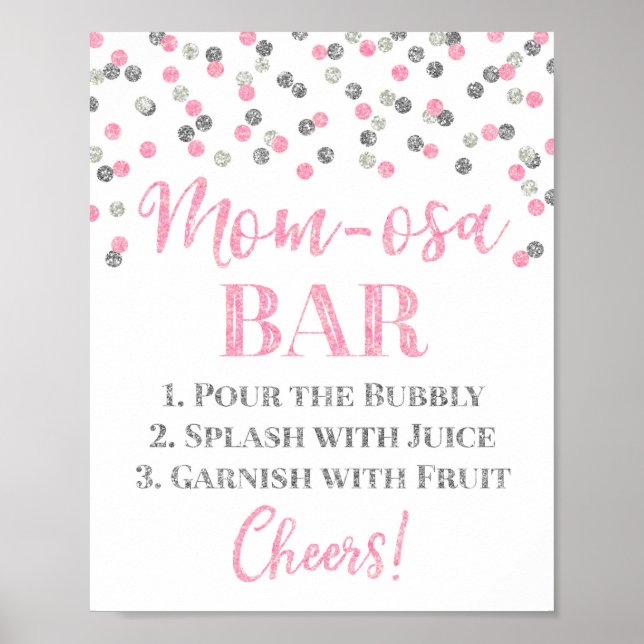 Rosa Lila Mama-osa-Bar Babydusche Poster (Vorne)
