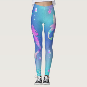 Rosa Lila Meerjungfrauen Monogram Girl Leggings