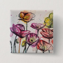 Rosa Lila Mohnblüte Blume Pappies Button