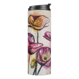Rosa Lila Mohnblüte Blume Pappies Thermosbecher