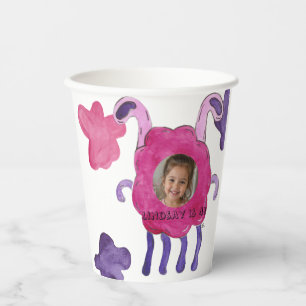 Rosa & Lila Monster-Kind Geburtstags-Papierbecher Pappbecher