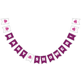 Rosa Lila Octopus Babydusche Jägerflags Wimpelkette