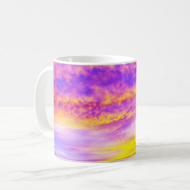 Rosa, lila orange, goldgelber Himmel Kaffeetasse (Vorderseite Links)