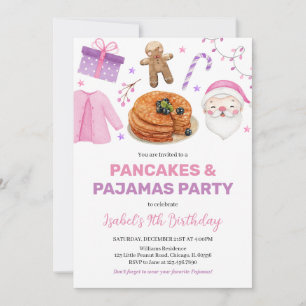 Rosa Lila Pfannkuchen und Pajamas Geburtstag Einladung