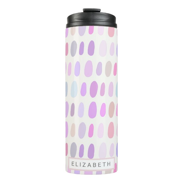 Rosa lila Punkte Muster chic feminin niedlich Thermosbecher (Vorderseite)
