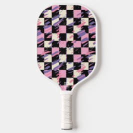 Rosa & Lila Retro Karo-Pickleball-Schläger Pickleball Schläger