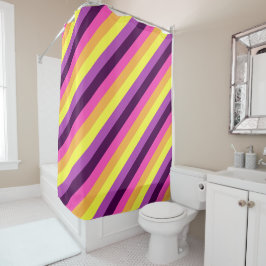Rosa Lila Retro Streifen Duschvorhang