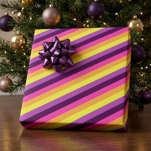 Rosa, Lila Retro-Streifen, Wrapping Paper Geschenkpapier