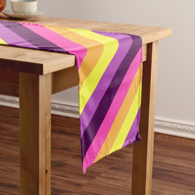 Rosa Lila Retrostreifen Große Tischrunner Großer Tischläufer (Beispiel)