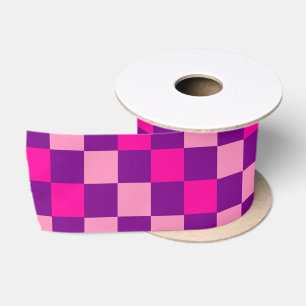 Rosa Lila Rosa Kariertes Muster Design Satinband