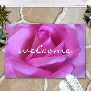 Rosa Lila Rose Blume Foto Fett Begrüßungsschrift Fußmatte
