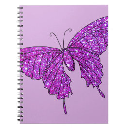 Rosa lila Schein-Glitzer-Schmetterlings-Girly Notizblock