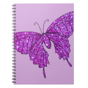 Rosa lila Schein-Glitzer-Schmetterlings-Girly Notizblock