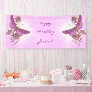 Rosa lila Schmetterling  Banner