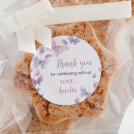 Rosa Lila Schmetterling Geburtstagsaufkleber Runder Aufkleber