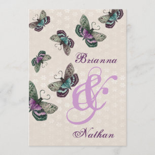 Rosa lila Schmetterlinge, die Einladung Wedding