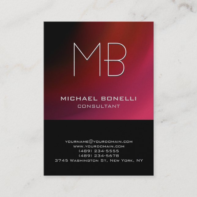 Rosa, lila schwarze Visitenkarte (Vorderseite)