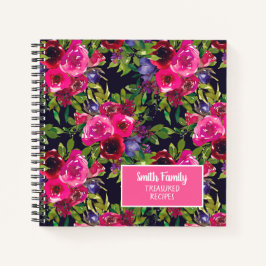 Rosa Lila Schwarzwaldfarbe Blumenrezeptur Notizbuch