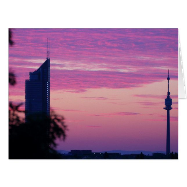 Rosa Lila Sonnenaufgang in Wien Österreich (Vorderseite (Horizontal))