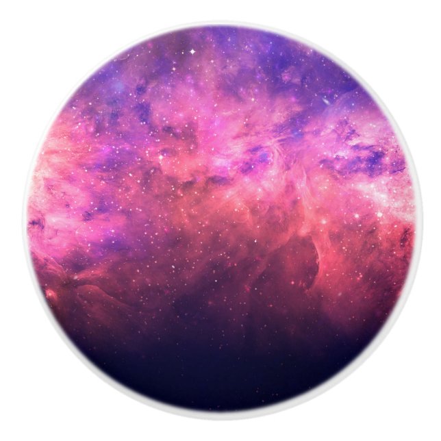 Rosa Lila Sternenhimmel Kosmische Galaxie Himmelsf Keramikknauf (Vorderseite)