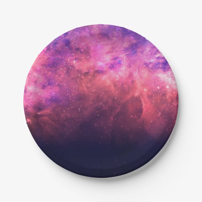 Rosa Lila Sternenhimmel Kosmische Galaxie Himmelsf Pappteller (Vorderseite)