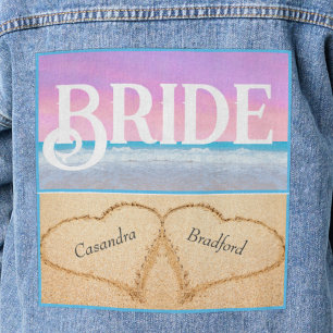 Rosa Lila Strandhochzeit 2 Herz Braut Jeansjacke