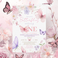 Rosa lila süße Schmetterling Zwilling Mädchen 1. G