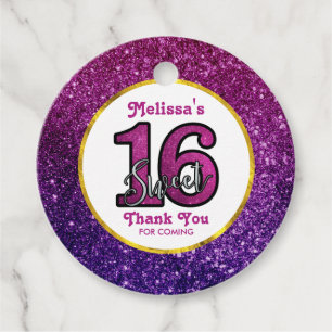Rosa & Lila Sweet 16 Sparkle Glitzer Edelsteine Geschenkanhänger