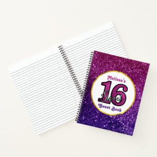 Rosa & Lila Sweet 16 Sparkle Glitzer Edelsteine Notizbuch