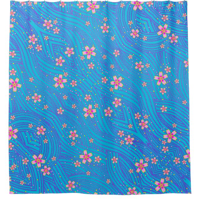 rosa lila und blau duschvorhang (Vorderseite)
