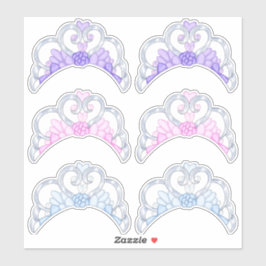 Rosa, Lila und blau, silberes Tiara-Aufkleber Aufkleber