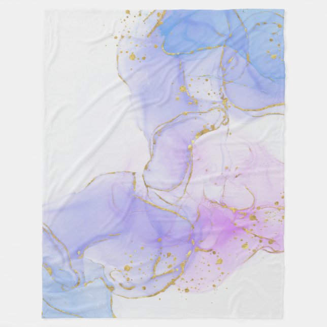 Rosa, Lila und blaue Alkoholtinte Fleecedecke (Vorderseite)