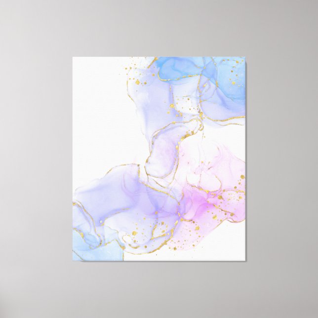 Rosa, Lila und blaue Alkoholtinte Leinwanddruck (Vorderseite)