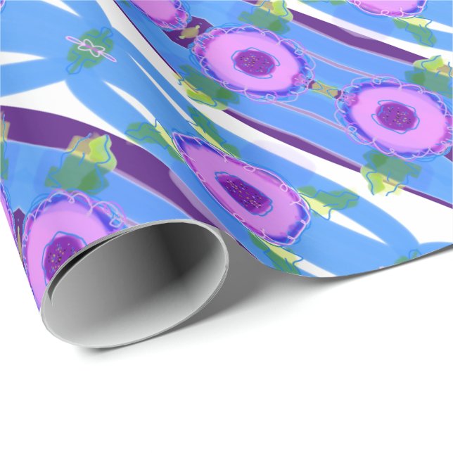 Rosa Lila und blaue Gemusterte Geschenkwrap Geschenkpapier (Rolleneckpunkt)