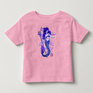 Rosa lila und blaue Retro-Pin-Up-Meeresjungfrau Kleinkind T-shirt