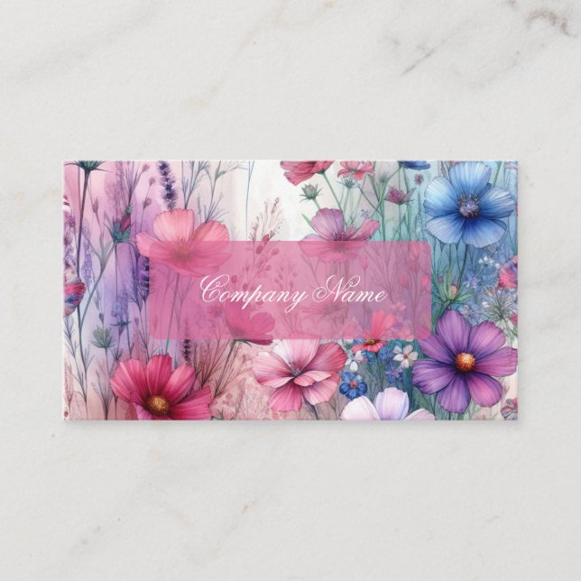 Rosa, Lila und blaue Wildblume Visitenkarte (Vorderseite)