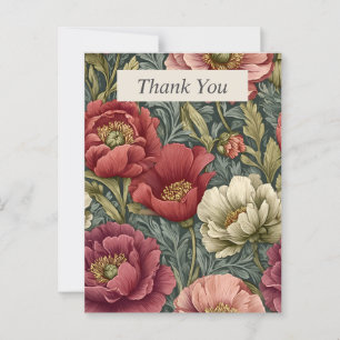 Rosa, Lila und Elfenbeinfloral auf Grau Dankeschön Postkarte