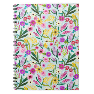 Rosa Lila und gelbe Sommer-Wildblumen Notizblock