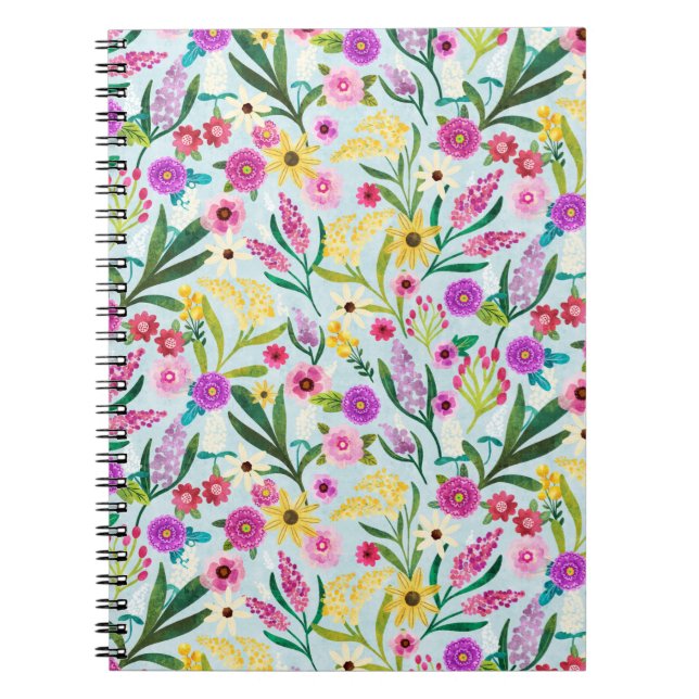Rosa Lila und gelbe Sommer-Wildblumen Notizblock (Vorderseite)