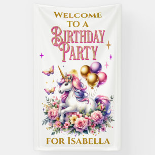 Rosa, Lila und goldene Einhornkolonne Willkommen G Banner