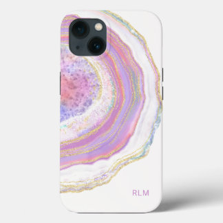 Rosa Lila und goldfarbener Marmorgeode mit Monogra Case-Mate iPhone Hülle