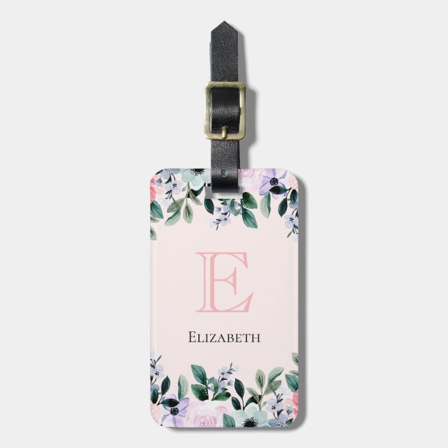 Rosa Lila und grüne Farbe Gepäckanhänger (Vorderseite vertikal)