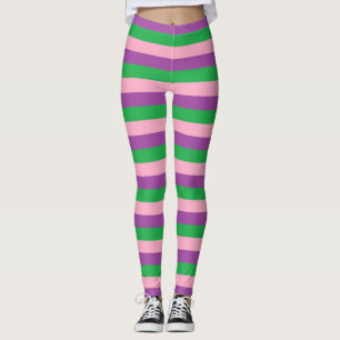 Rosa, Lila und grüne Streifen Leggings