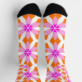 Rosa Lila und Orange Blumen Geometrisch Socken